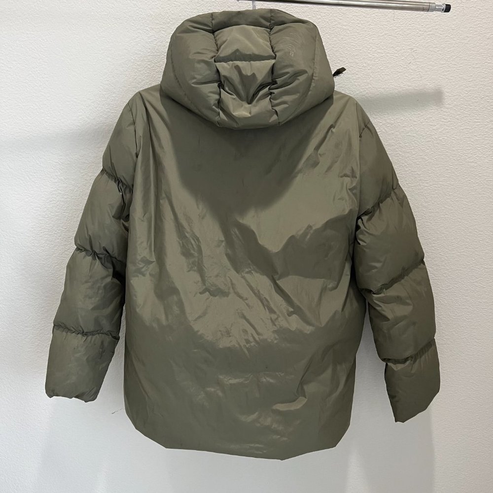 Jenni Kayne Olive Sage Green Down Winter Fall Hooded Puffer Coat Jacket - Picture 3 of 6